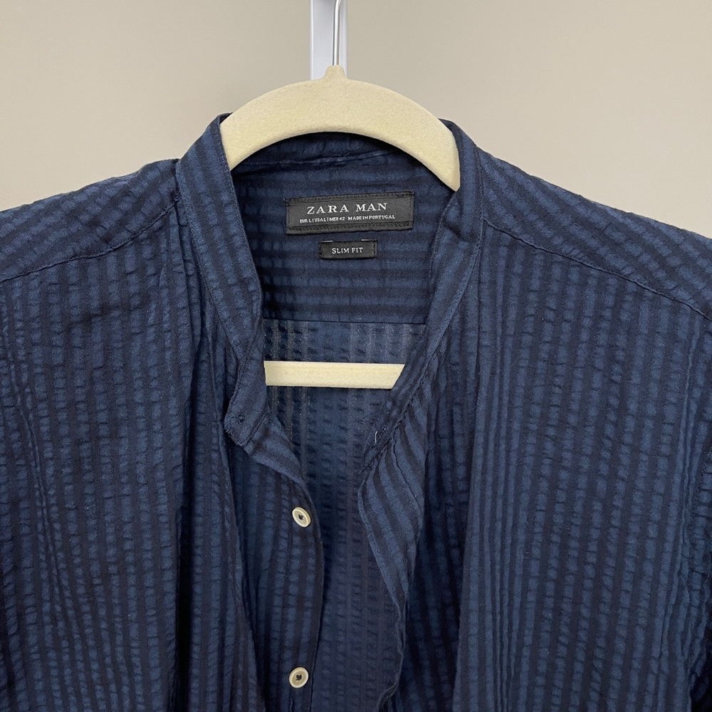 Zara Man Blue Pinstripe button down - Picture 4 of 4